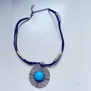 Turquoise and Silver Pendant Necklace
